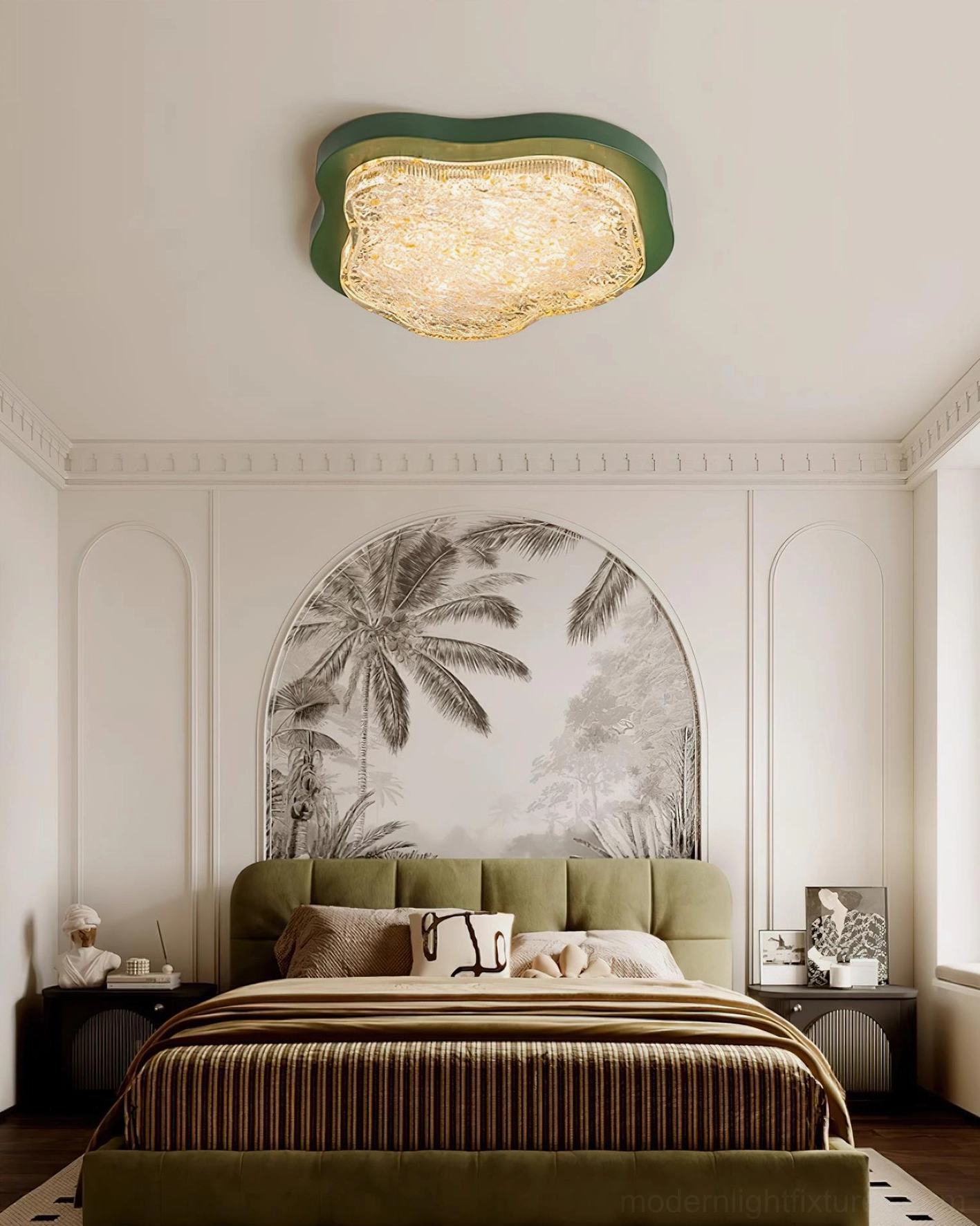 Brown Levante cloud ceiling light fixture overhead view showing warm 3000K color temperature glow