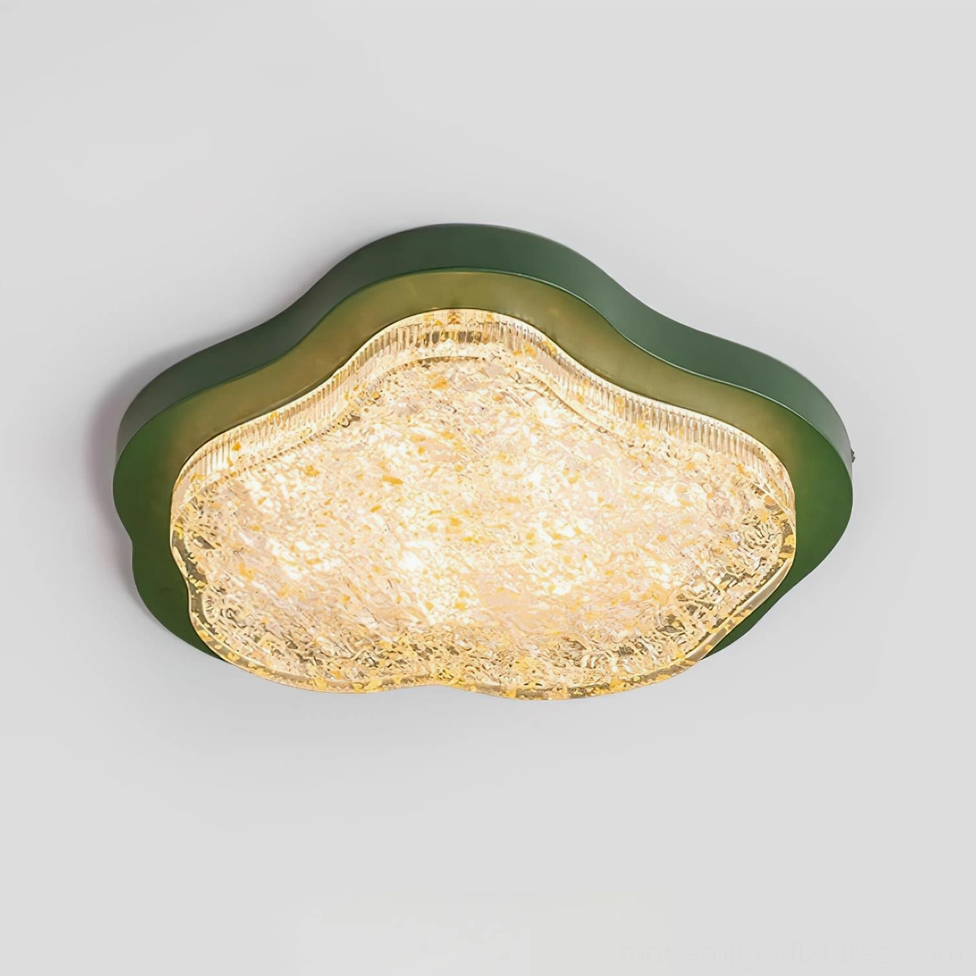 Green Levante cloud shaped ceiling light in minimalist interior with clean lines and neutral palette