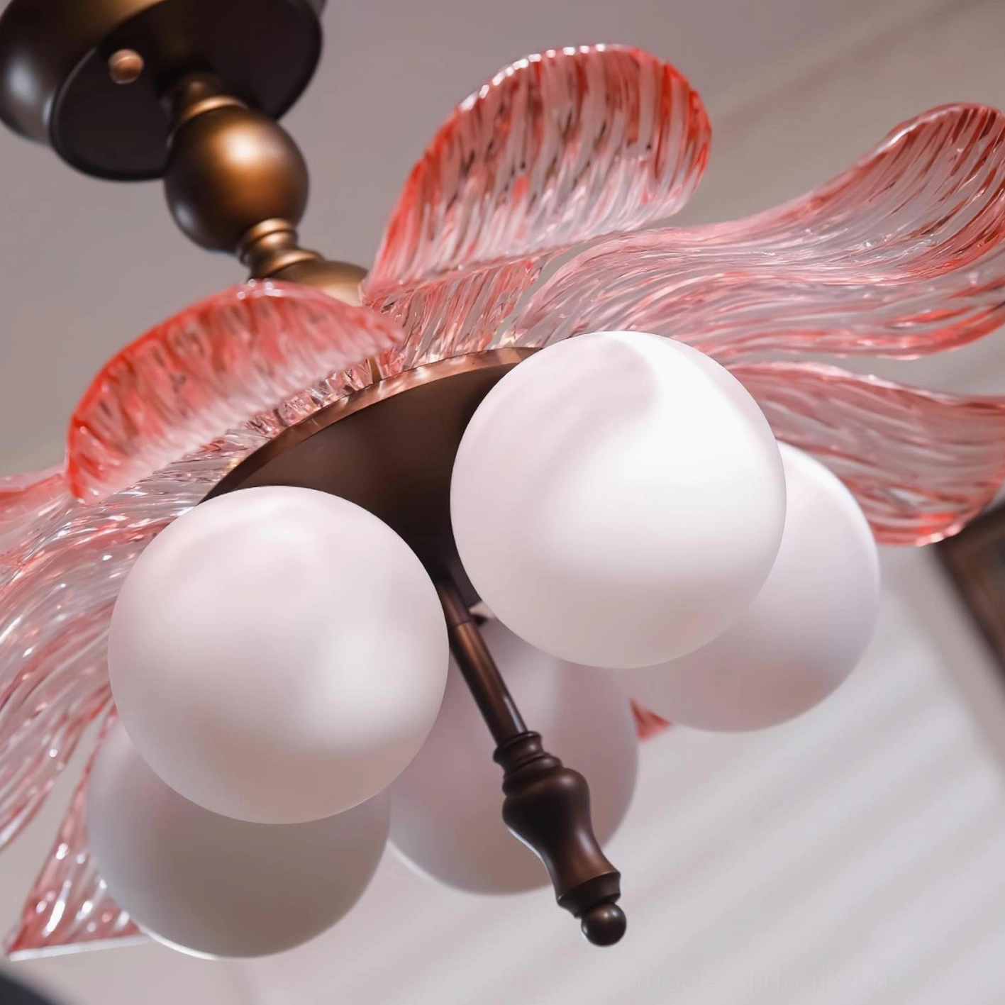 Levara floral ceiling light with warm illuminated G9 bulbs in artistic display