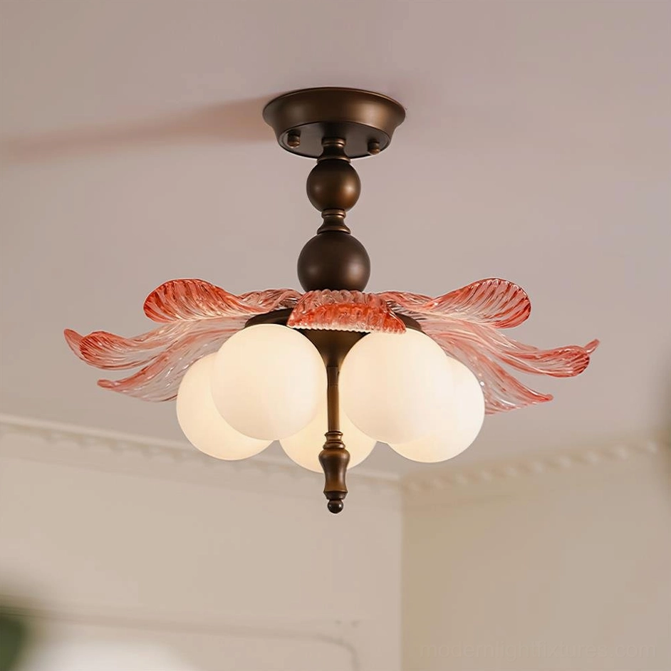 Levara ceiling light fixture mounted on residential ceiling with crown molding