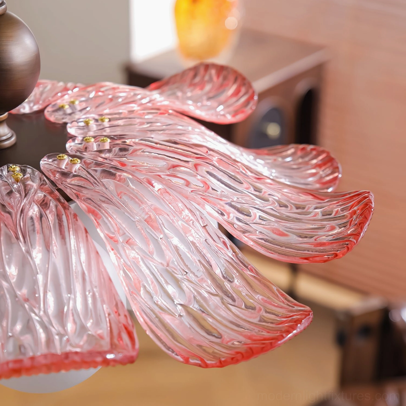 Levara hand-crafted ceiling light fixture with sculptural frosted glass elements