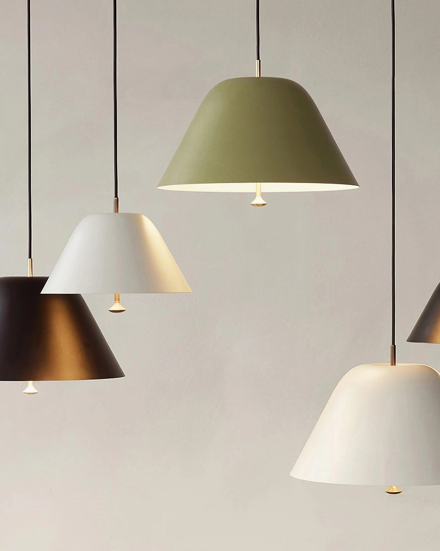 Levitate pendant light suspension system showing hardware and adjustable cord mounting