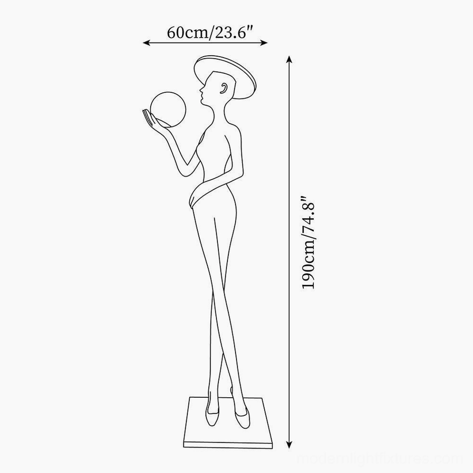 Technical dimension drawing of Lexa sculpture floor lamp showing 190cm height and 60cm base diameter specifications