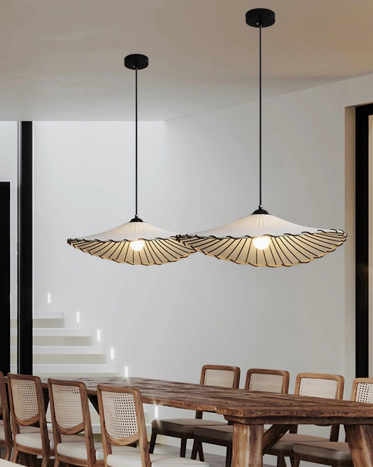 Liana wabi-sabi pendant light installed in contemporary home with neutral color palette