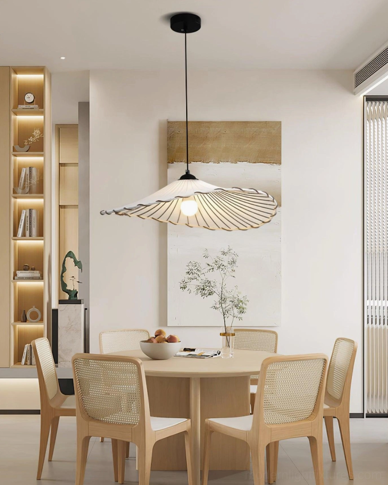 Liana pendant light fixture showing metal connector and adjustable wire length for custom height