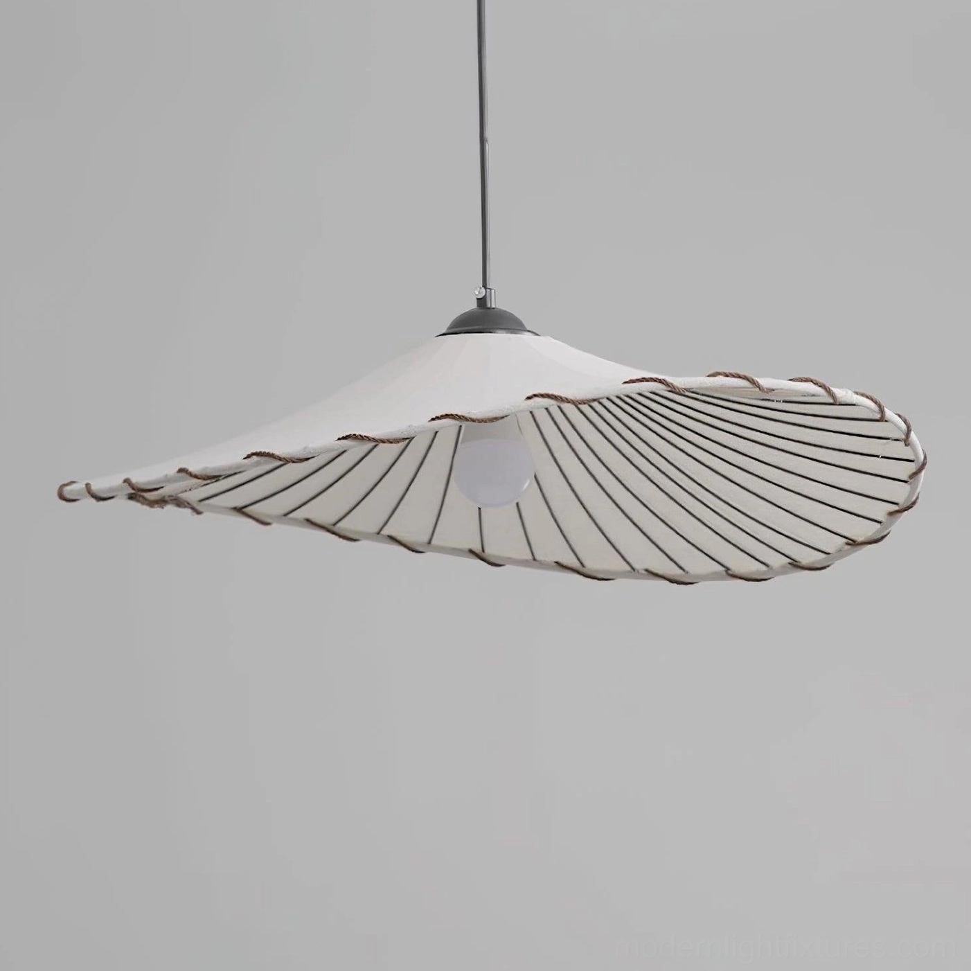 Japanese-inspired Liana pleated pendant fixture in minimalist interior with clean lines