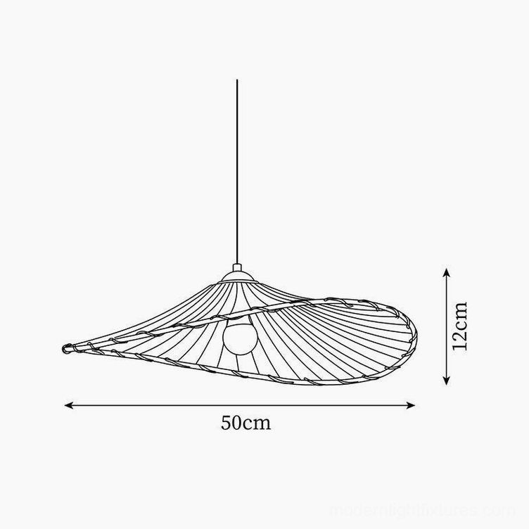 Technical dimension specifications for Liana pleated pendant light, 50cm diameter x 12cm height