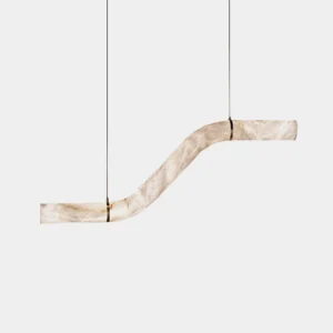 Liberty sculptural alabaster chandelier modern pendant light front studio view organic curved stone