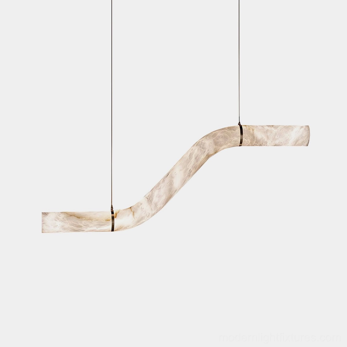 Liberty sculptural alabaster chandelier modern pendant light front studio view organic curved stone