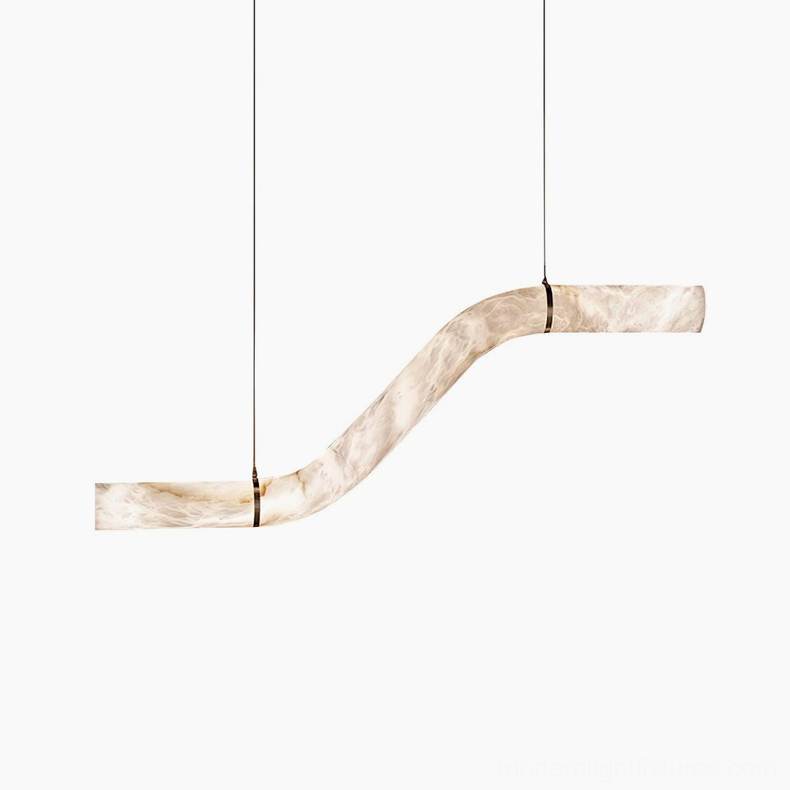 Liberty model A alabaster chandelier sculptural sinuous form natural light diffusion warm glow