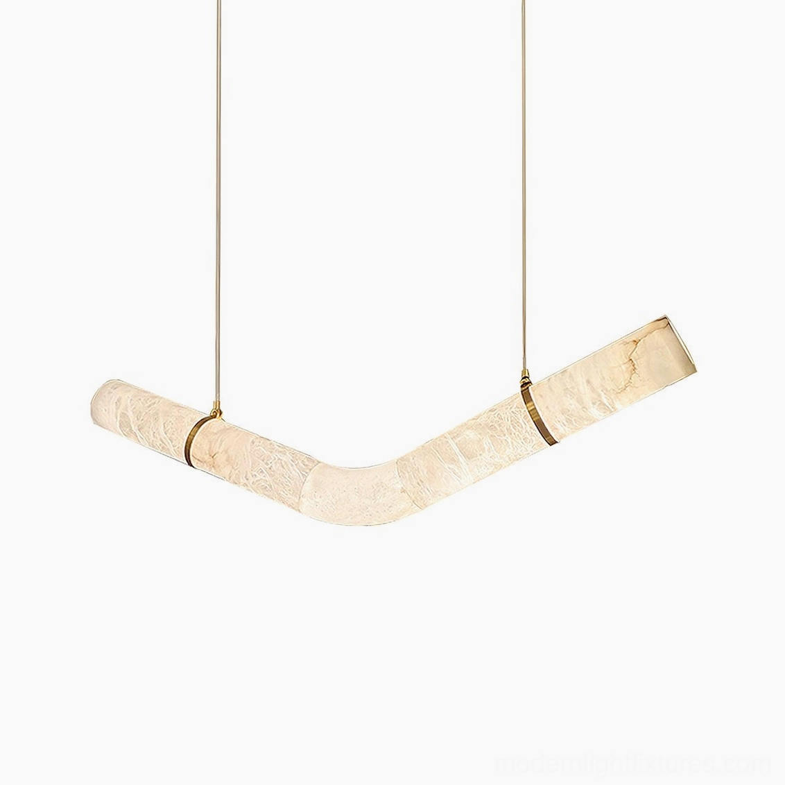 Liberty model B alabaster chandelier angular articulation geometric precision contemporary design