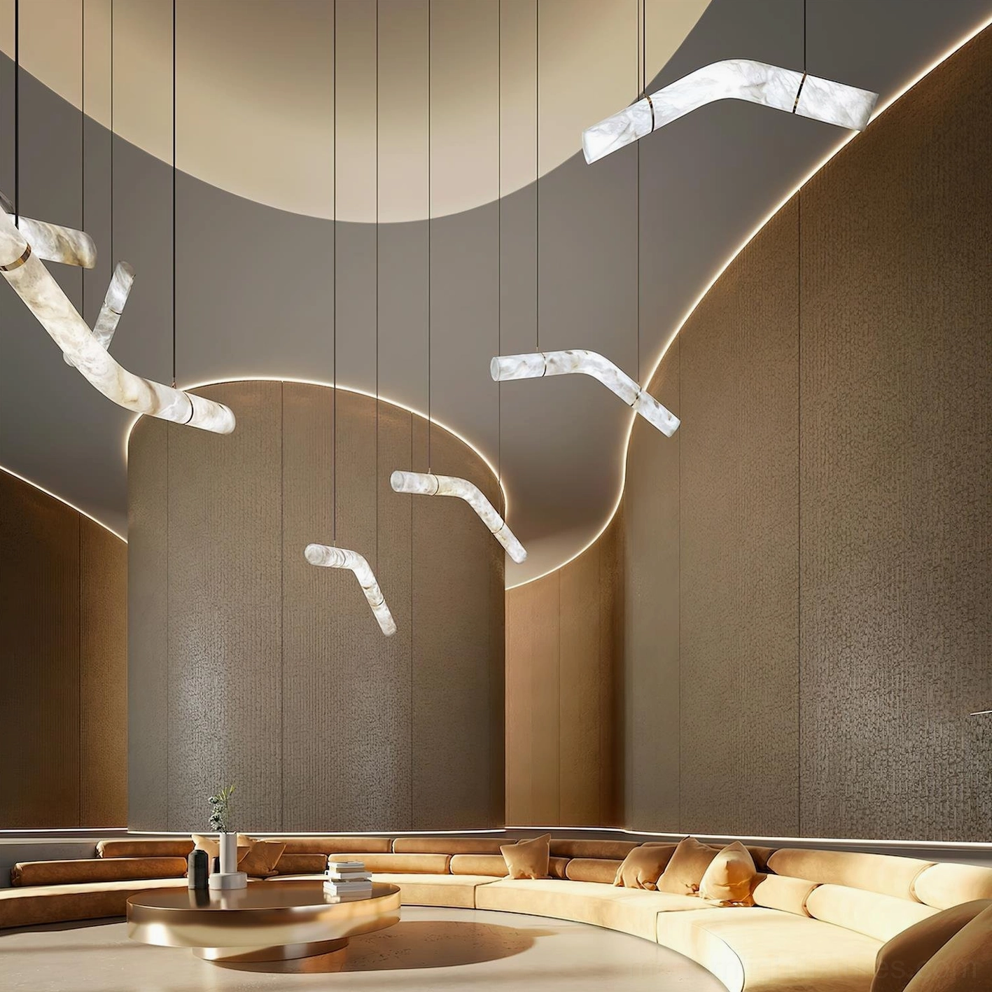 Liberty organic alabaster pendant chandelier natural stone geometric modern design collection