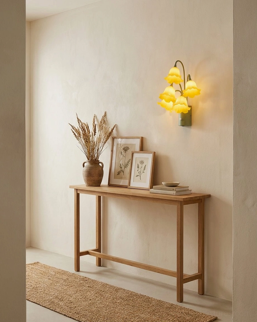 Lily bloom motion-sensor wall sconce three color options clear yellow pink floral comparison