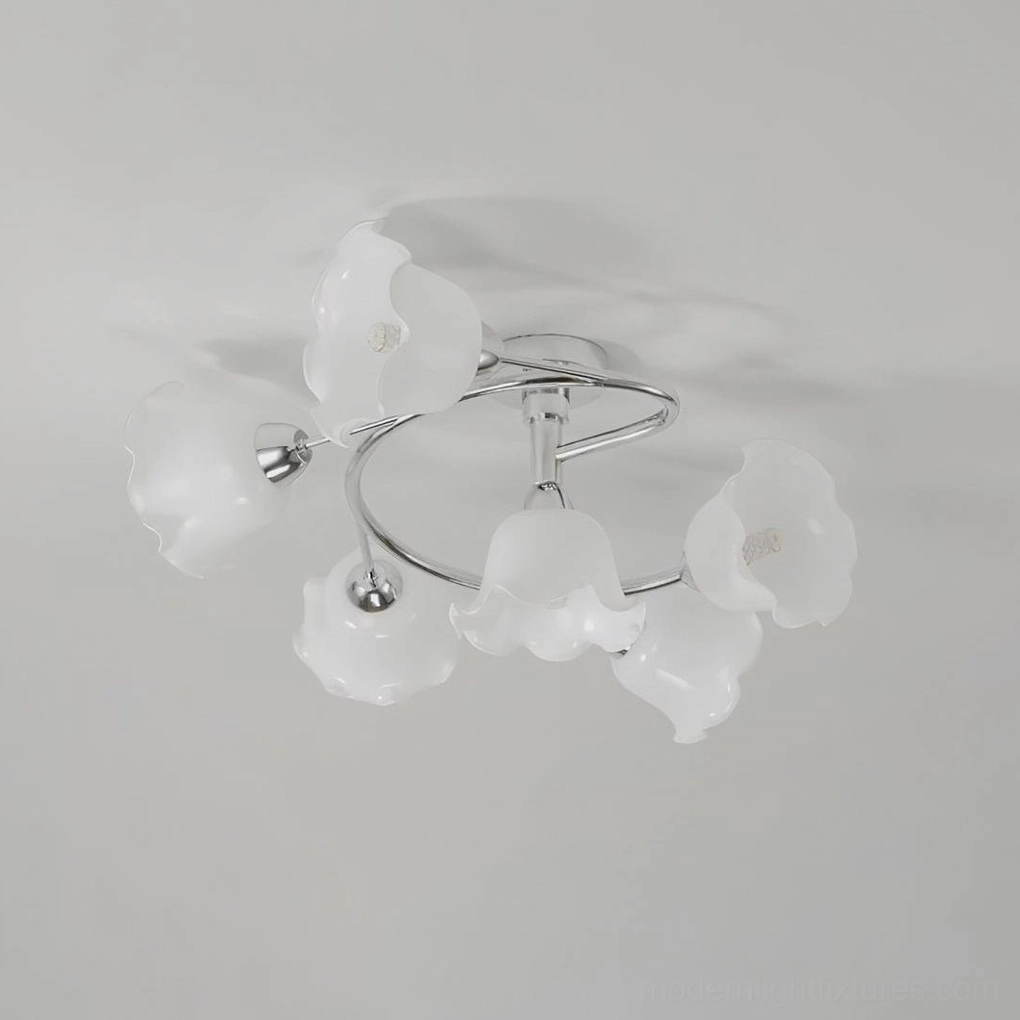 Lily Cascade 6-head 80cm diameter ceiling light fixture - Chrome & White color variant product image