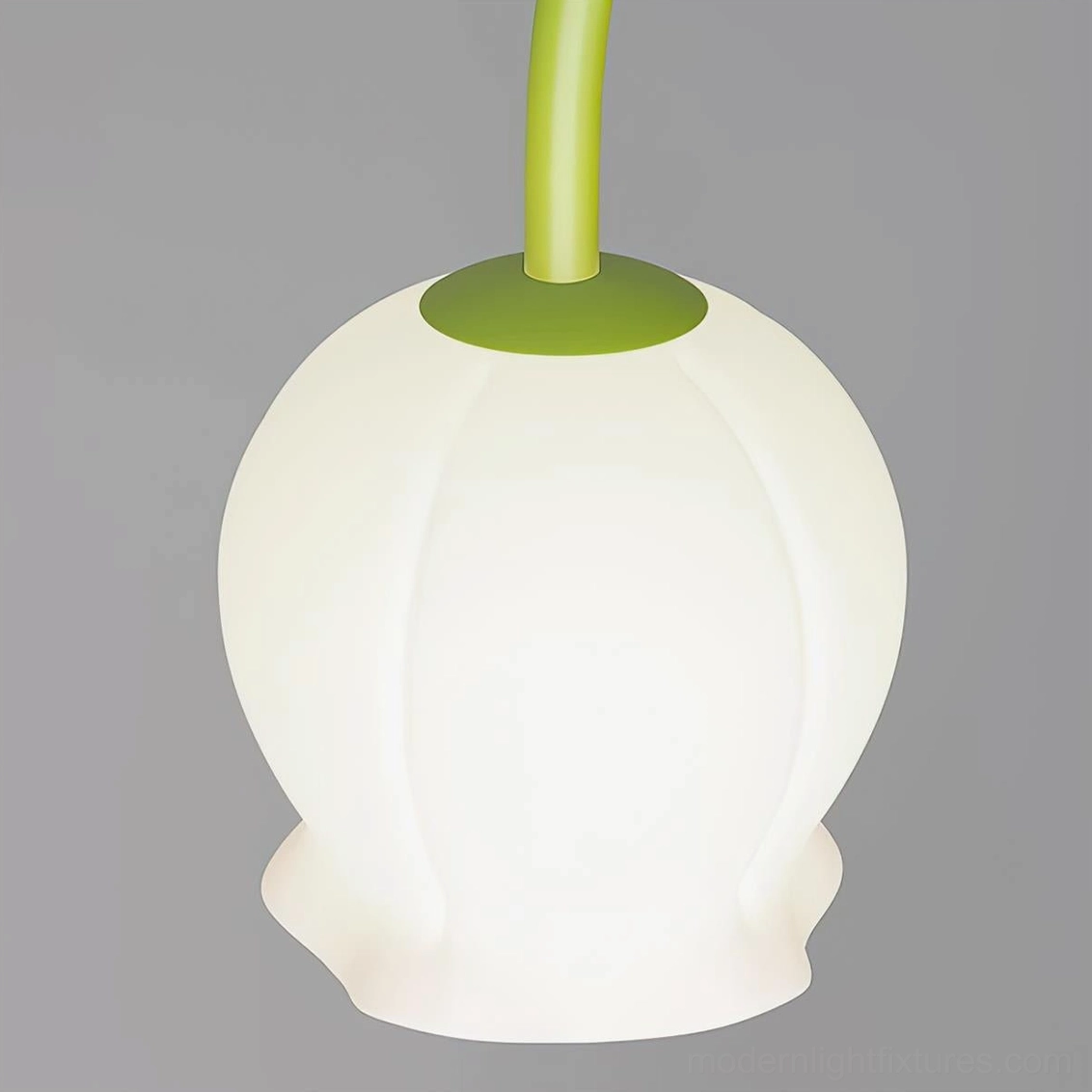 Modern botanical lily floor lamp with curved metal arms and gentle glowing shades