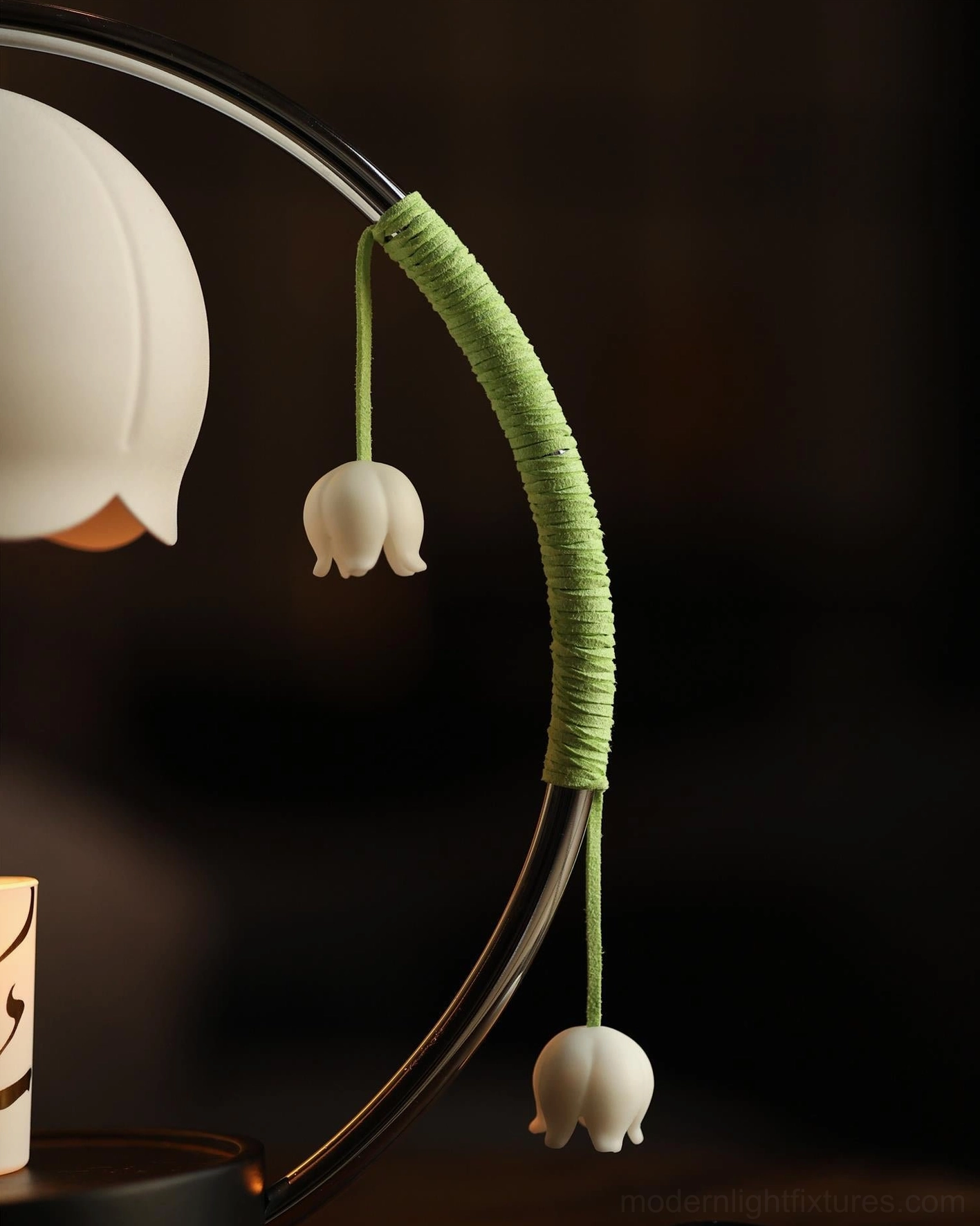 Lily of the Valley Candle Warmer Lamp modern botanical design table light fixture with hanging flower ornaments