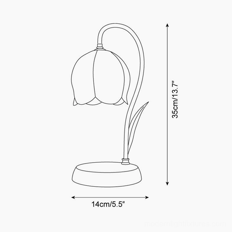 Lily warmer lamp dimension schematic showing 35cm height and 14cm base diameter specifications