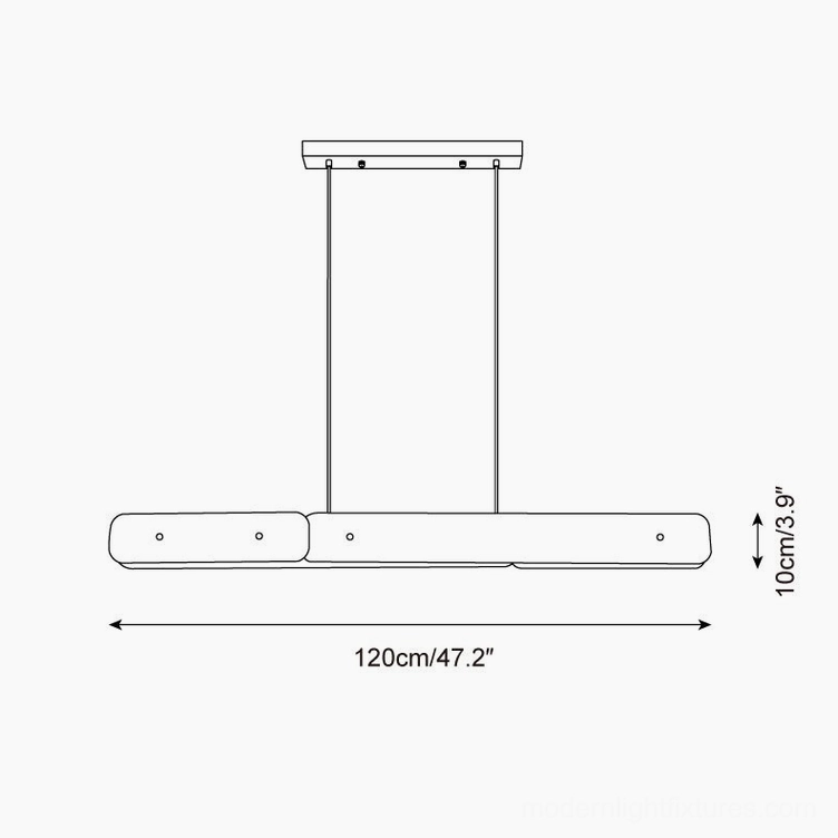 Linero linear pendant light technical drawing - 120cm length dimensions and specifications
