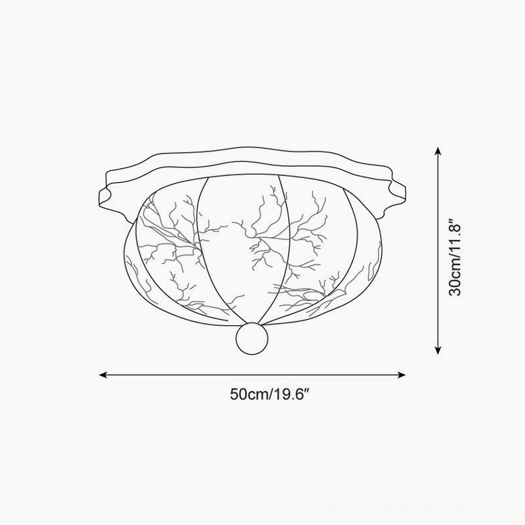 Linora ceiling light fixture technical dimensions drawing showing 50cm diameter and 30cm height specifications