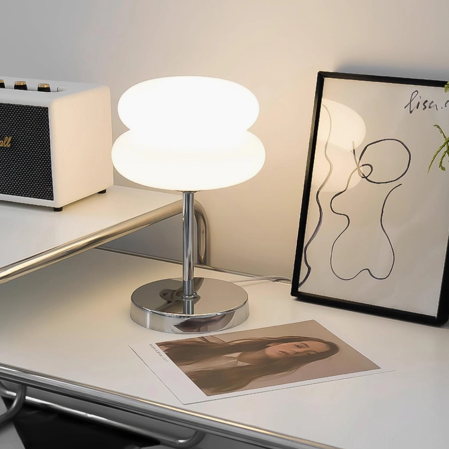 Minimalist glass table lamp for living room side table and reading nook styling