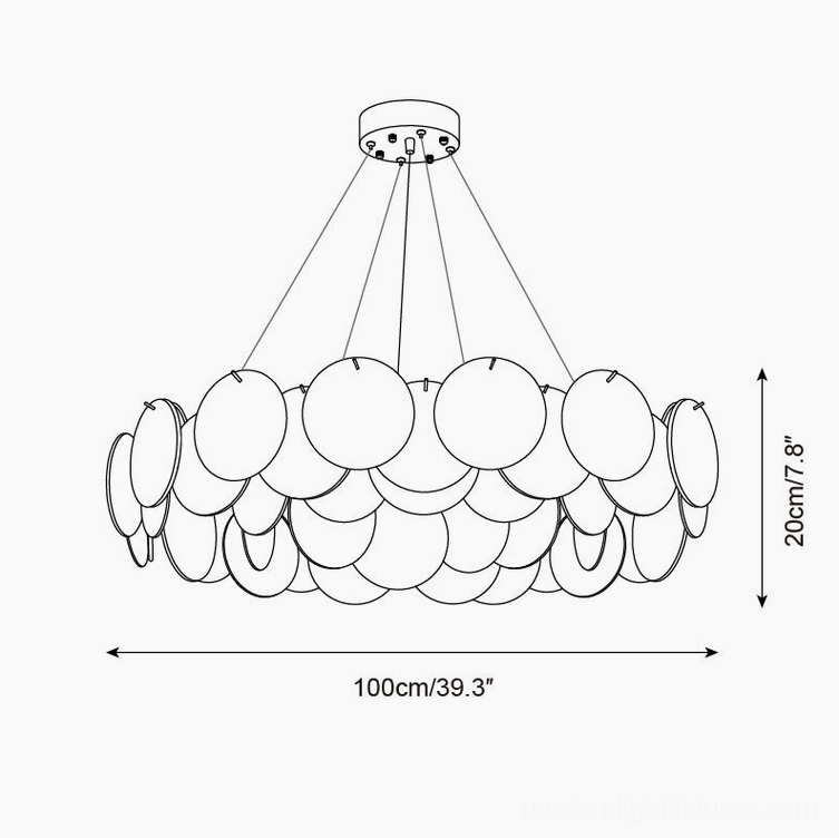 Loire chandelier 100cm technical design sketch orthographic view specification diagram