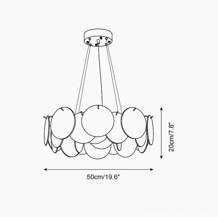 Loire chandelier 50cm technical design sketch orthographic view specification diagram