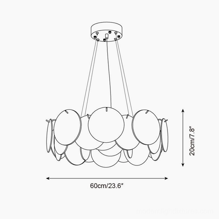 Loire chandelier 60cm technical design sketch orthographic view specification diagram