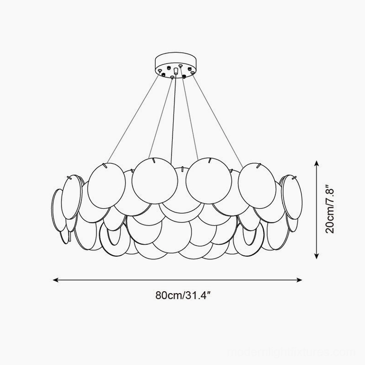 Loire chandelier 80cm technical design sketch orthographic view specification diagram