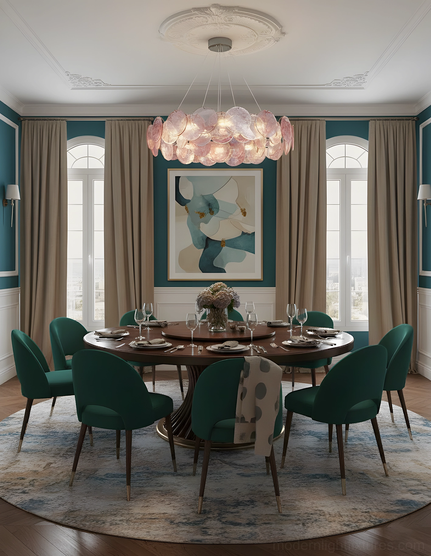 Loire pink glass chandelier multiple size options comparison visual diagram
