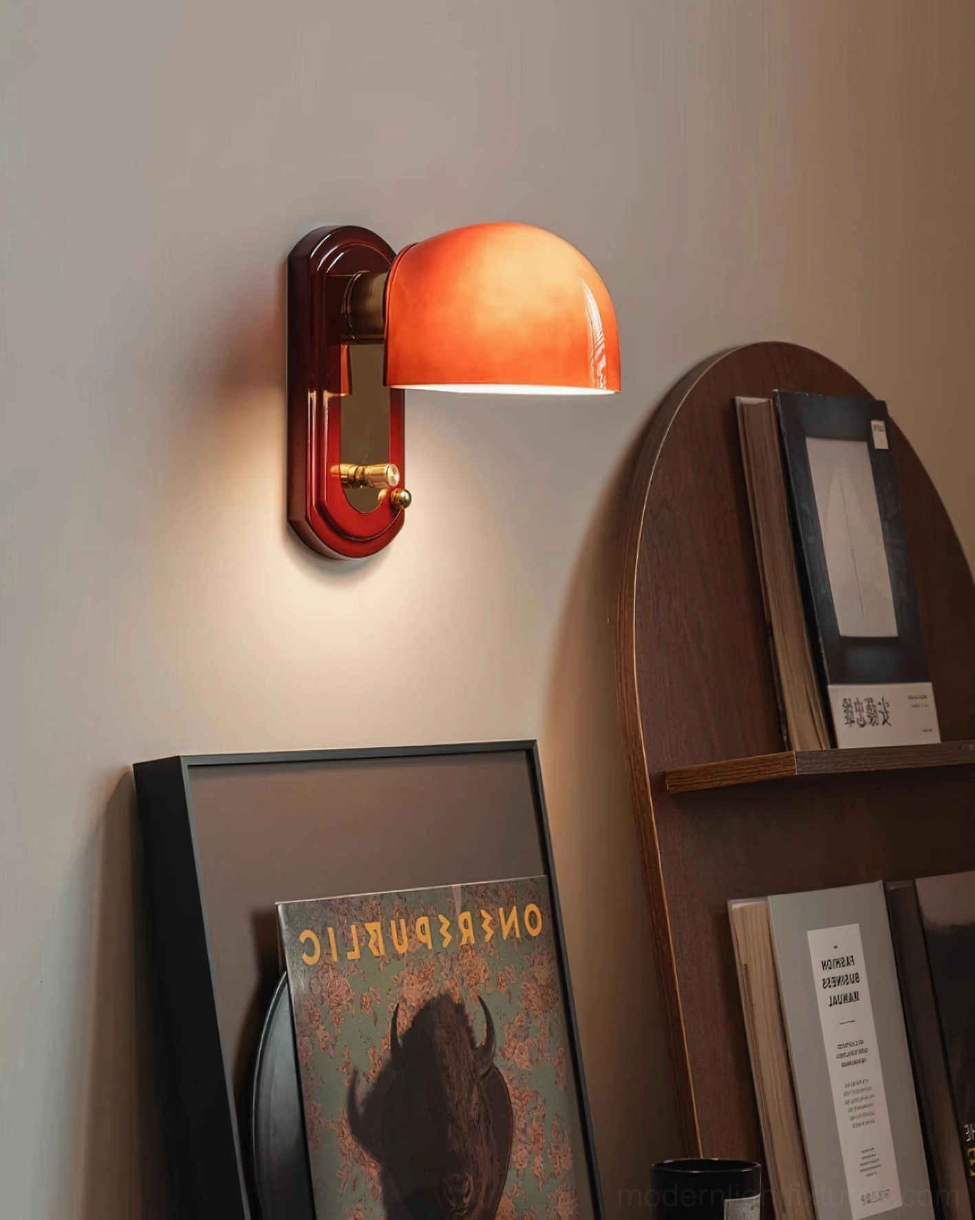 Lolita dome sconce flanking entryway doorway creating elegant wayfinding illumination and visual balance