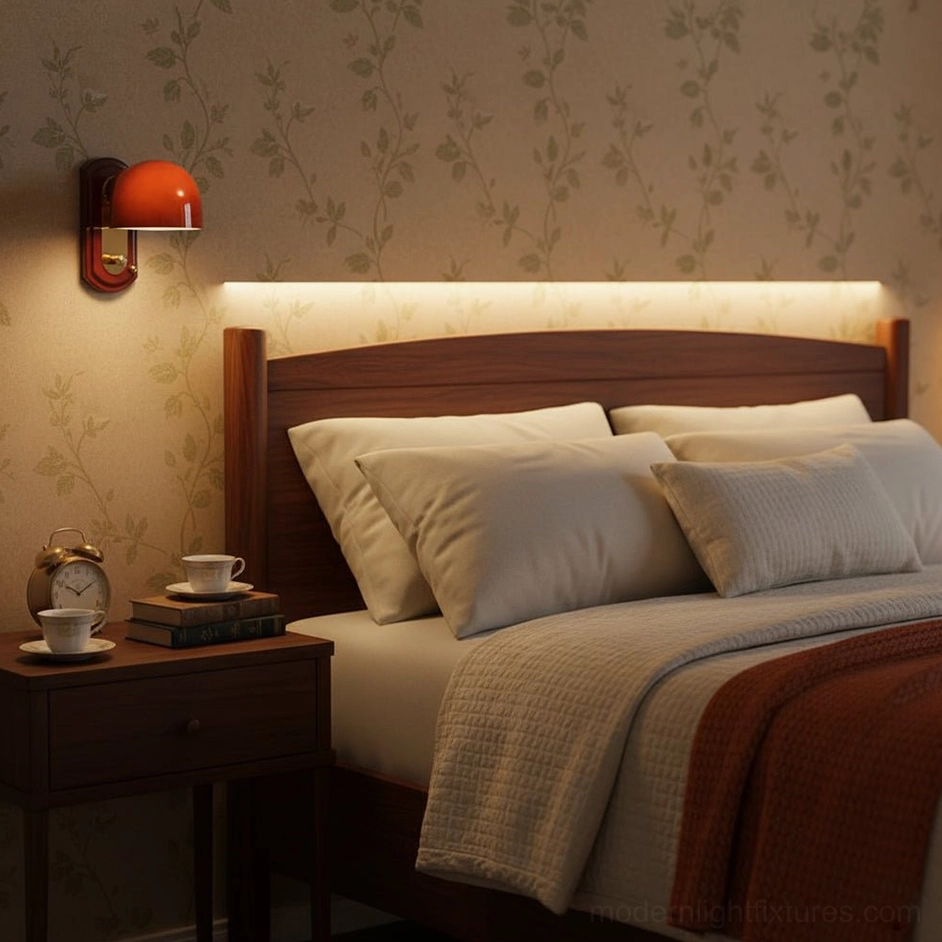 Lolita wall sconce installed in hallway providing wayfinding illumination, compact 20cm form factor