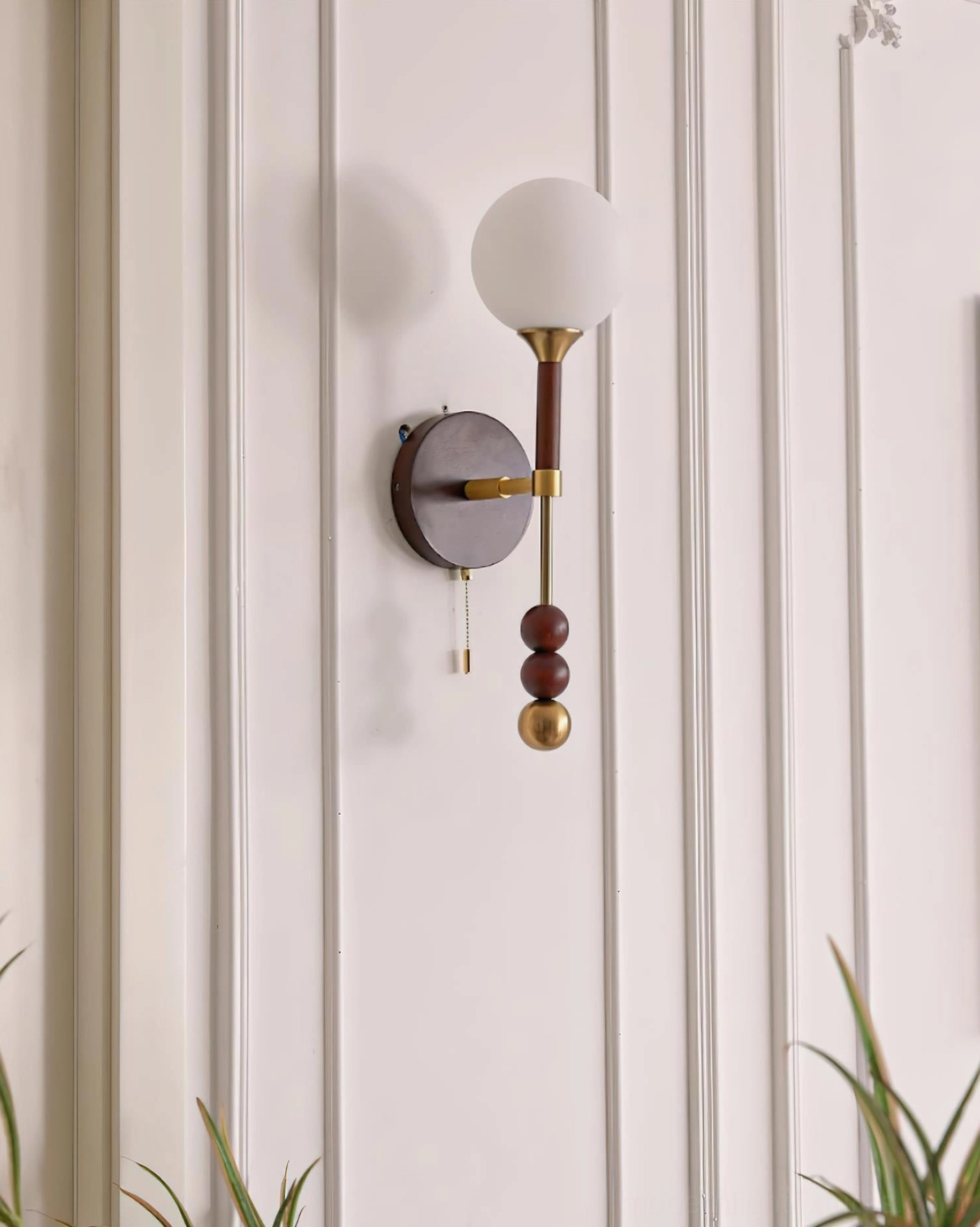 Lolli wall lamp fixture showing complete design with plug-in cord and push-button switch
