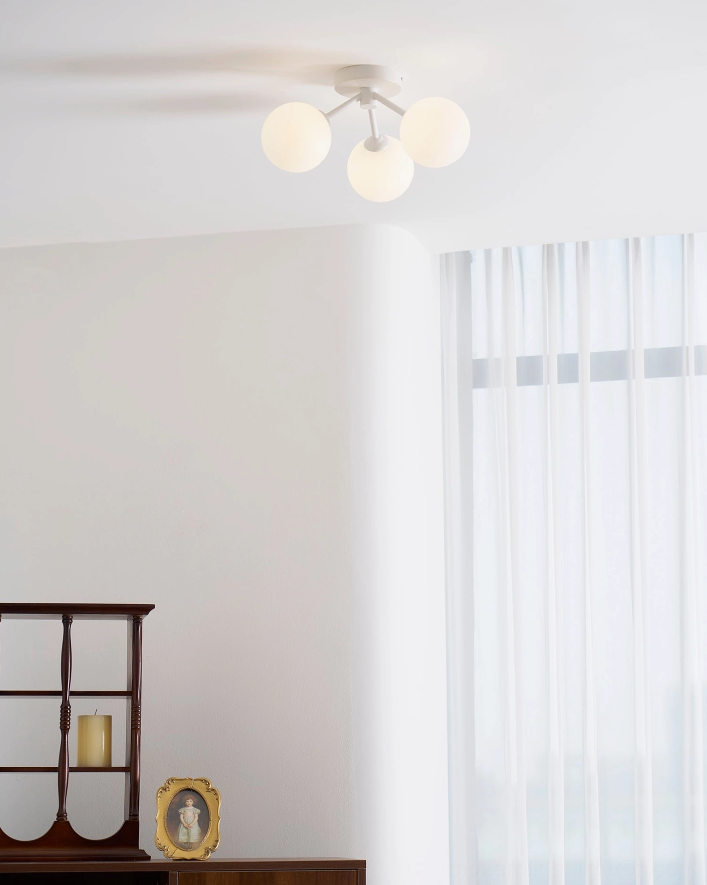 Lorelai three-globe ceiling light contemporary minimalist white finish
