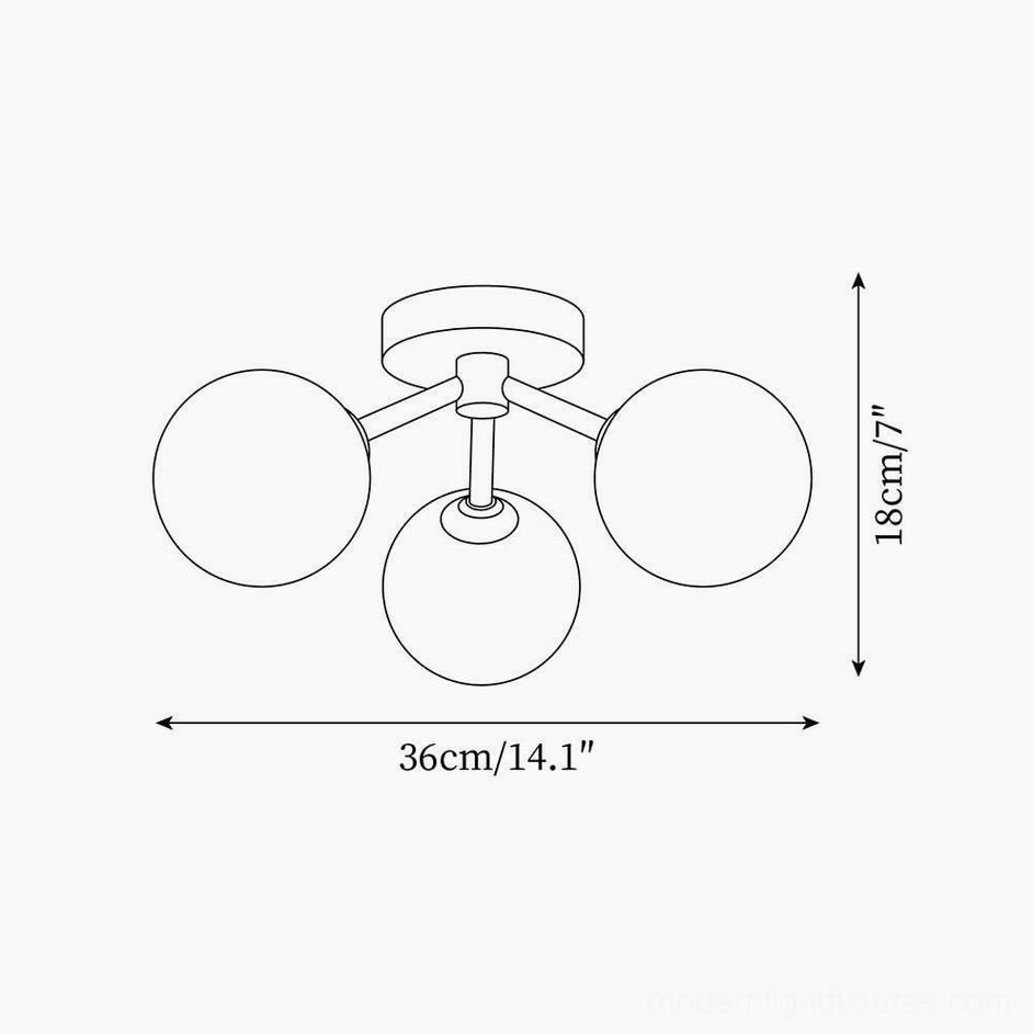 Lorelai ceiling light technical specifications drawing dimensions 36cm 14.1 inches