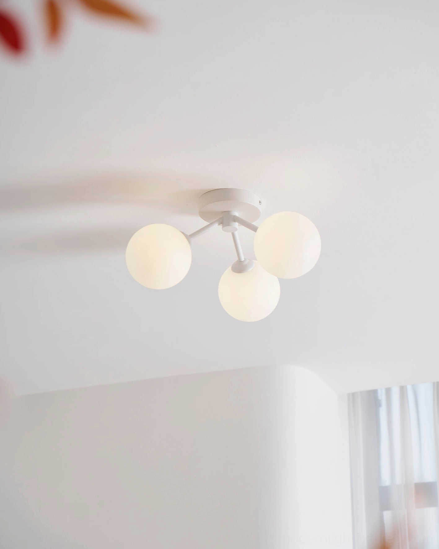 Lorelai ceiling light three frosted globes white canopy Nordic style fixture