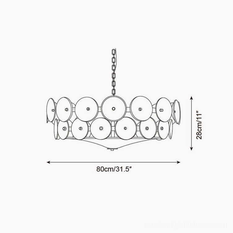 Lorenzo 80cm chandelier technical schematic specification drawing 31.5 inches diameter