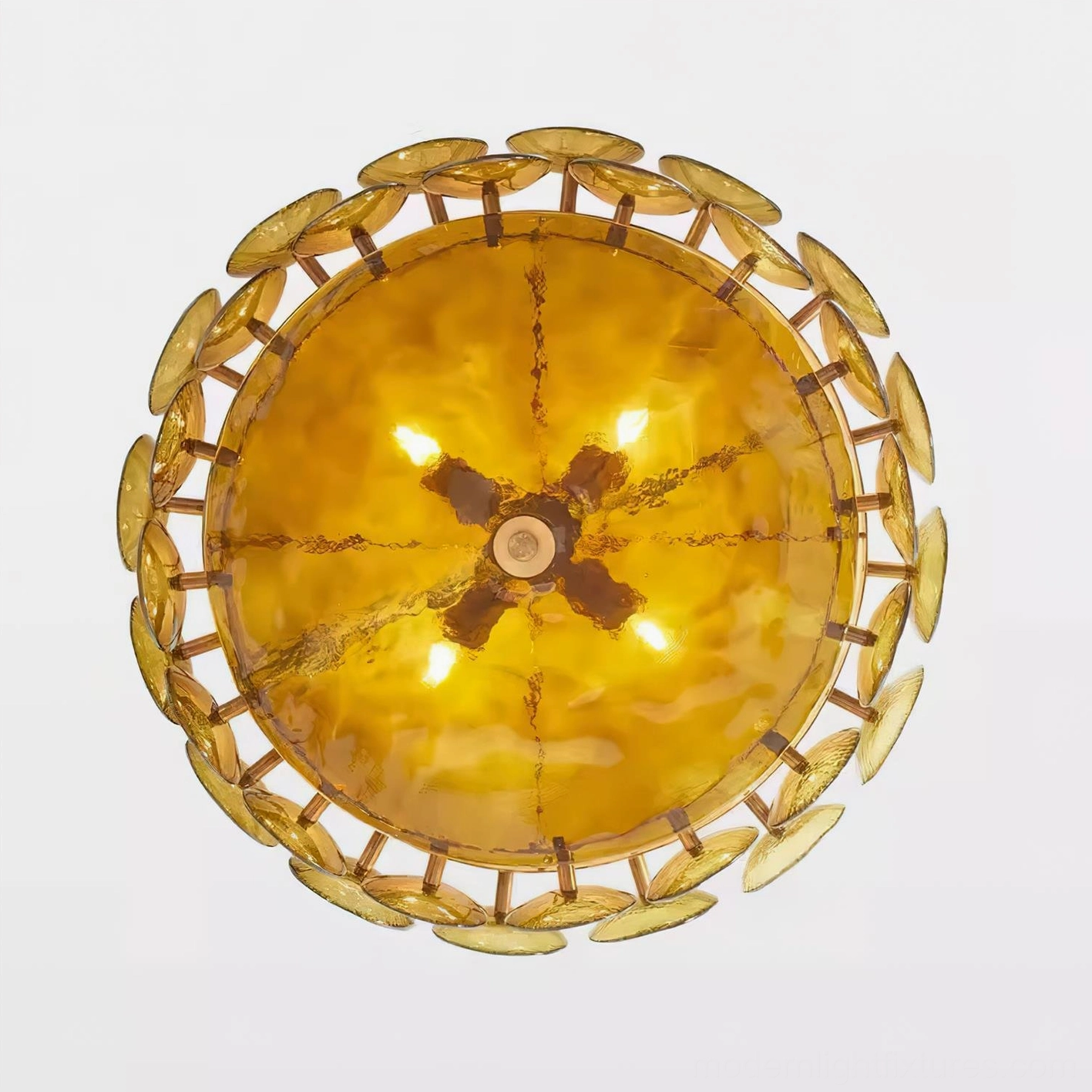 Lorenzo amber glass chandelier warm refracted light creating room atmosphere