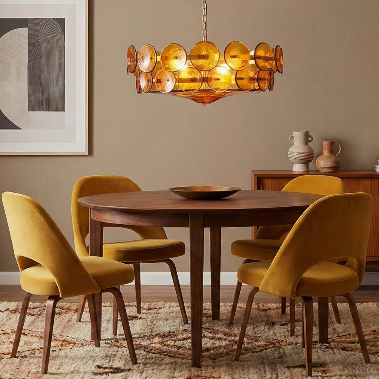Lorenzo hand-cast glass chandelier product lifestyle photography neutral studio