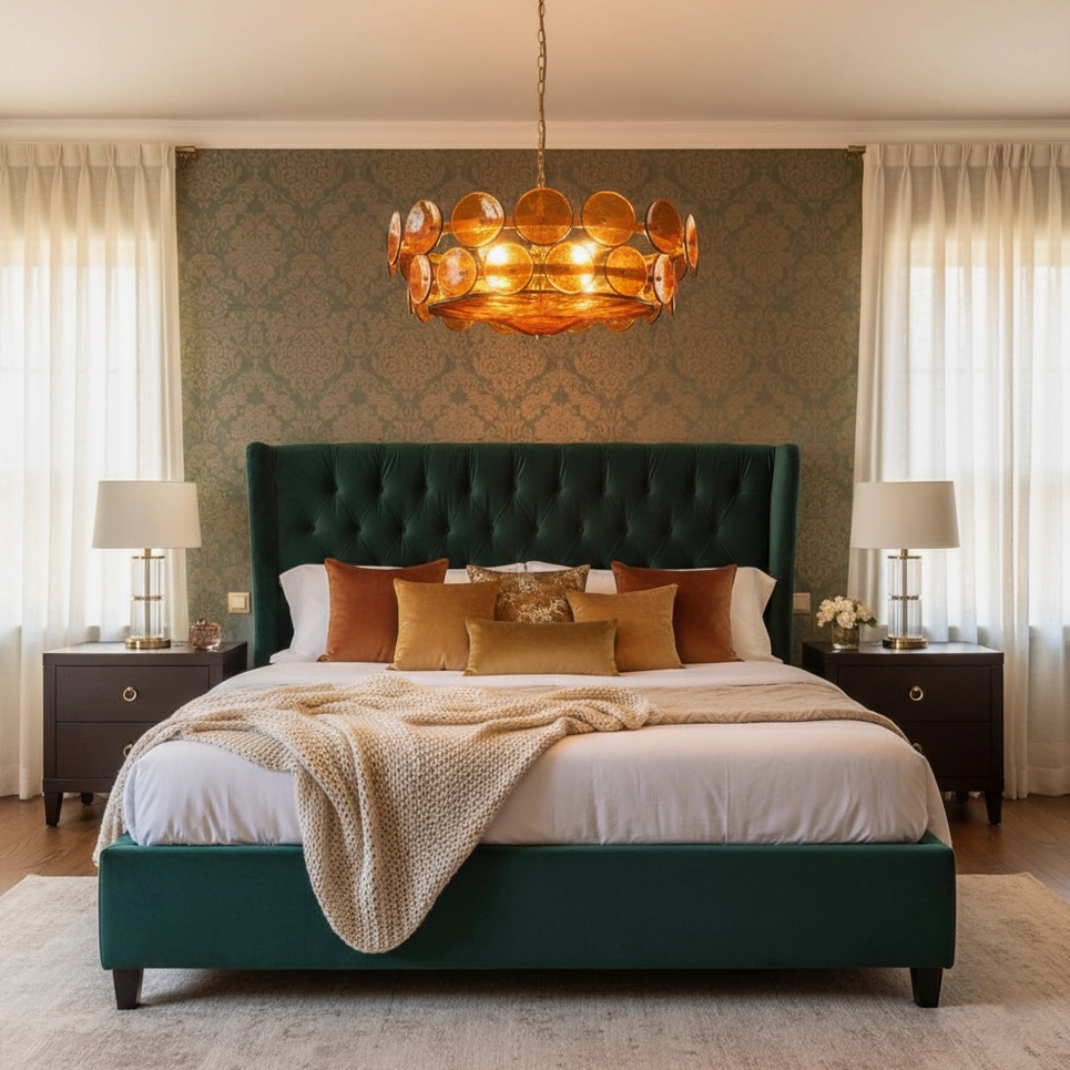 Lorenzo glass chandelier front-facing studio photography white background