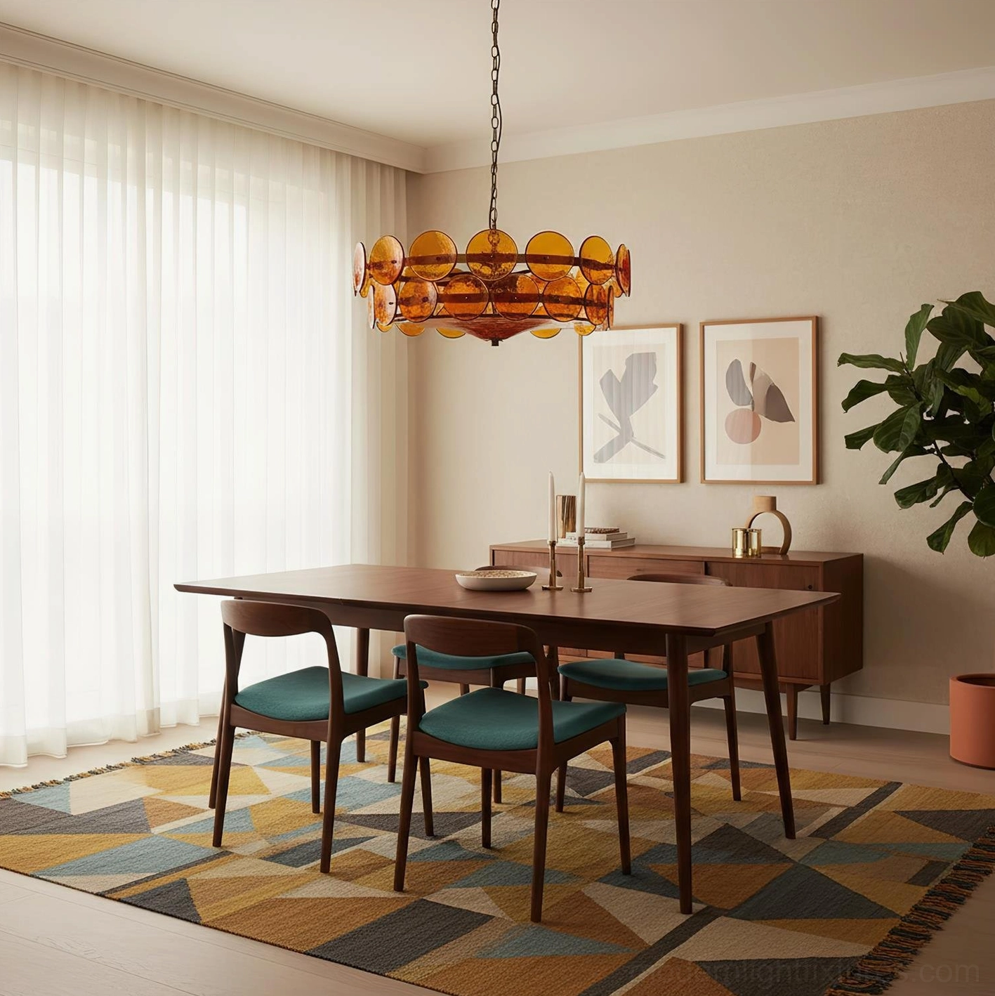 Lorenzo modern brass pendant chandelier in minimalist contemporary interior space