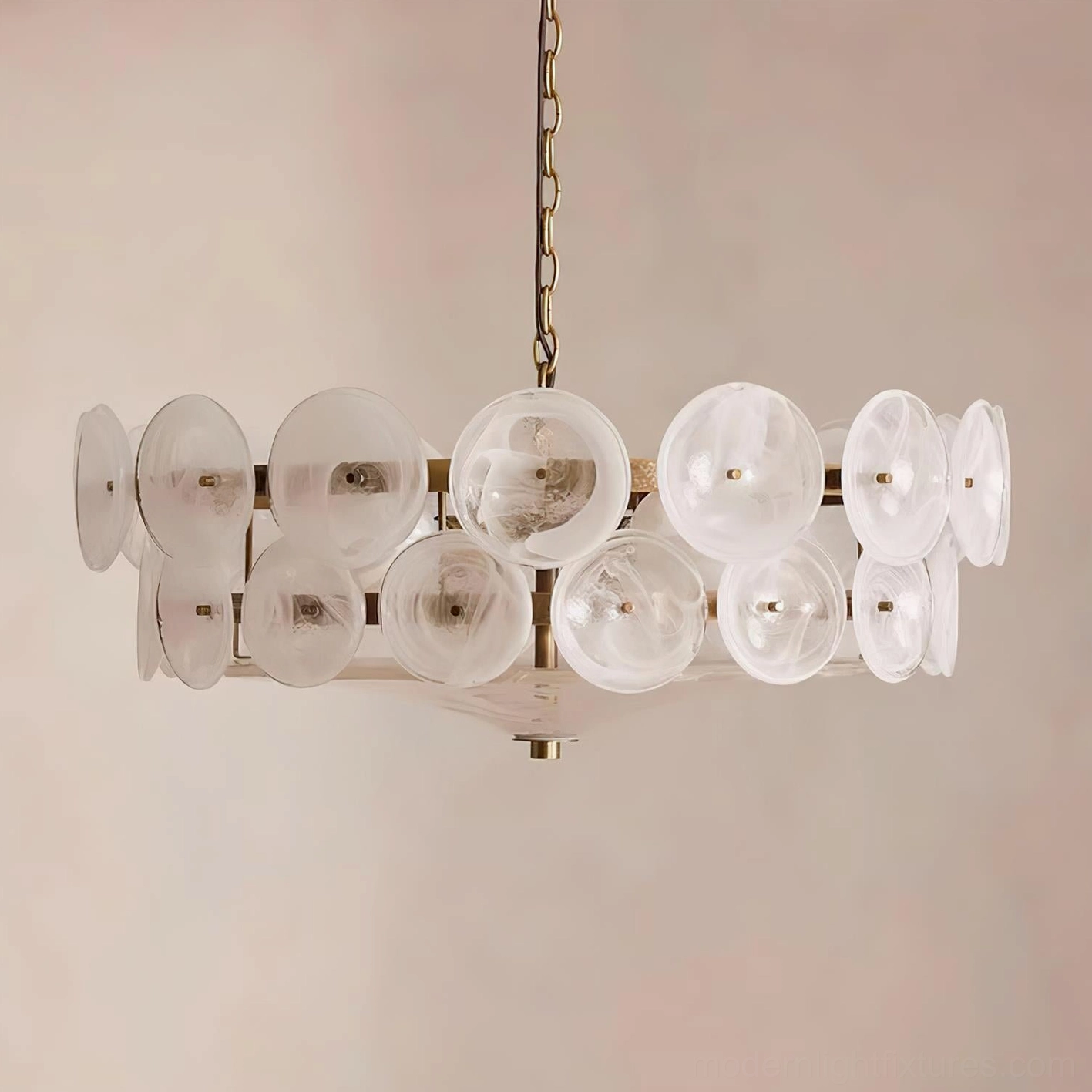 Lorenzo hand-cast glass chandelier sculptural form architectural centerpiece