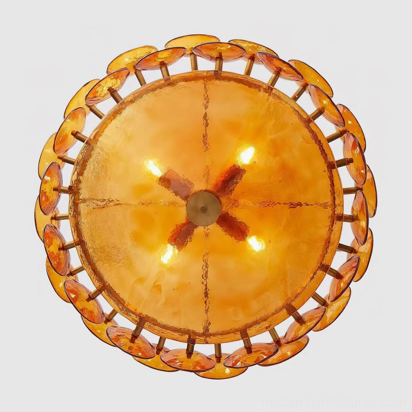 Lorenzo glass disc hand-cast chandelier close detail individual texture