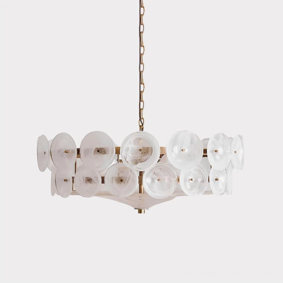 Lorenzo white clear glass chandelier neutral refraction maximum light output