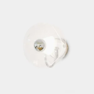 Lotus modern wall sconce with chrome finish and clear textured acrylic petal shade on white background