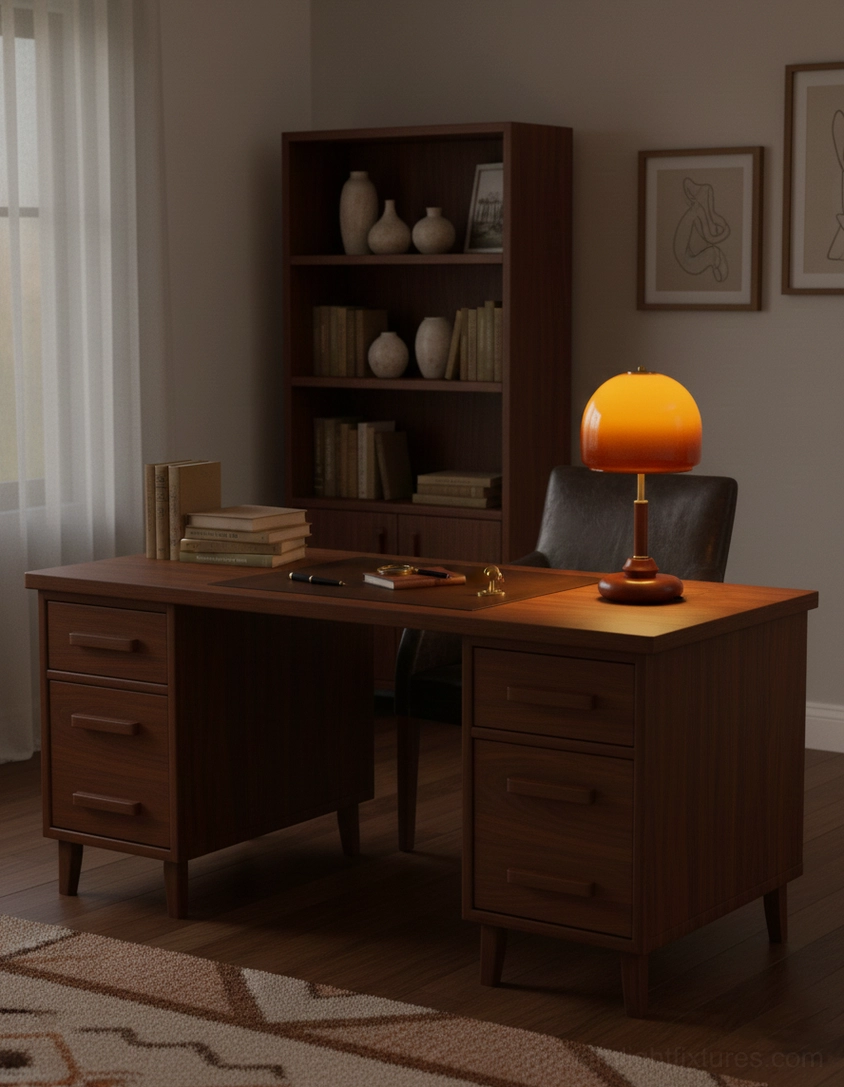 Luciano table lamp color variants in walnut caramel and gold finishes arranged for comparison