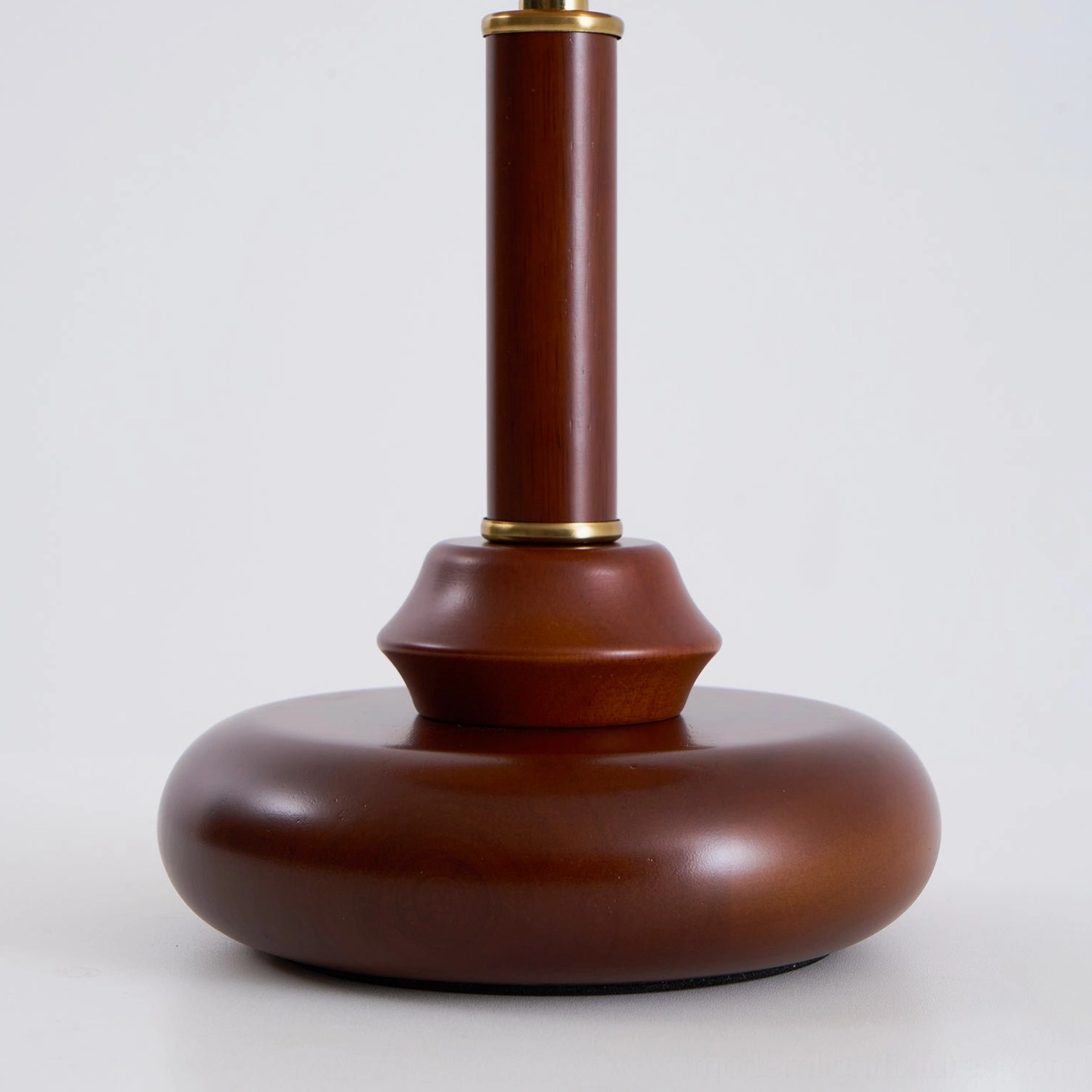 Luciano table lamp product overview showing complete fixture with wood base metal column and glass dome shade