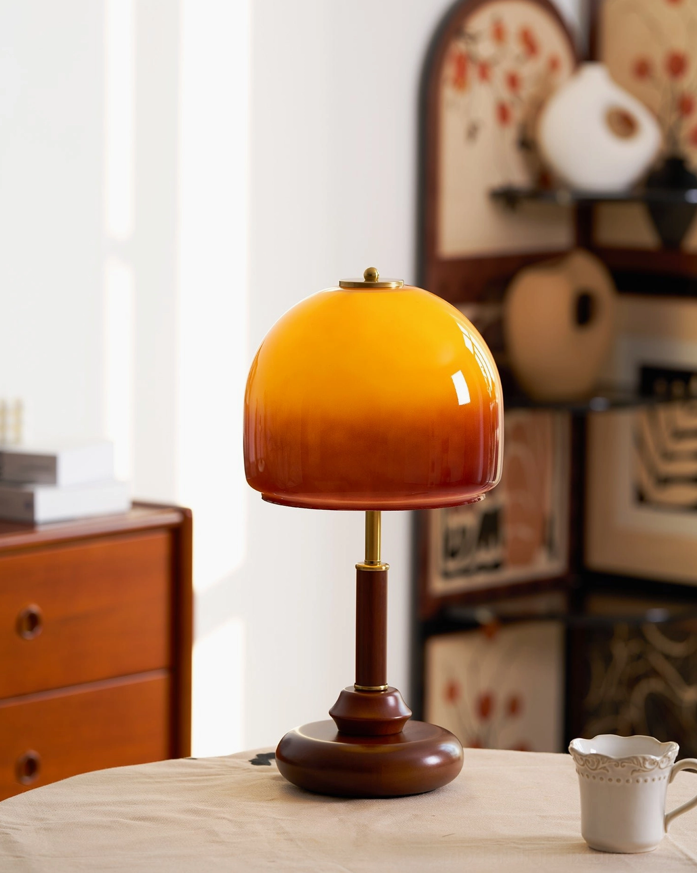 Multiple Luciano table lamps showing different color options and how they coordinate with interior design