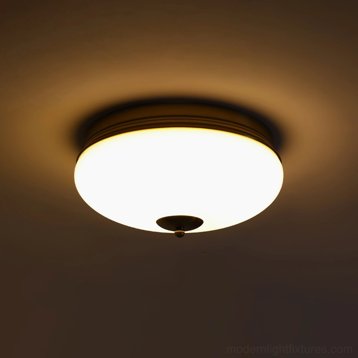 Modern Ludo black ceiling light with cool white LED illumination and frosted glass shade