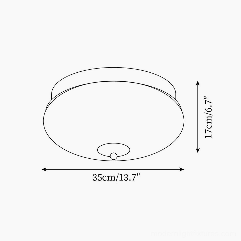 Technical dimension sketch of Ludo round ceiling light showing 35cm diameter and 17cm height specifications
