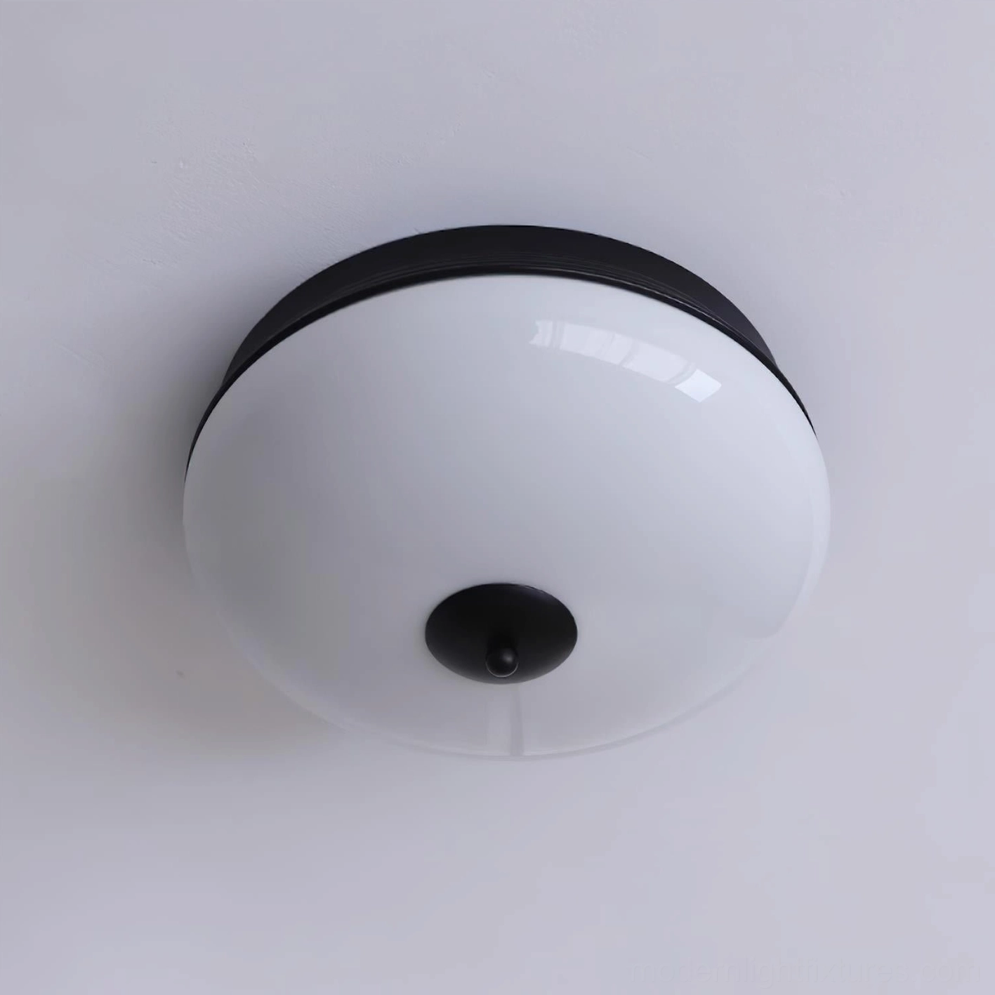 Ludo modern ceiling light with frosted glass shade and metal canopy for seamless ceiling mounting